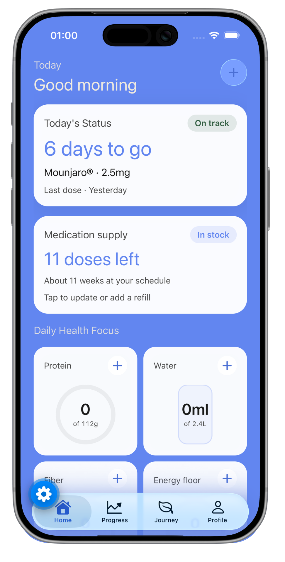 GLPPal app on iPhone showing Mounjaro dose tracking
